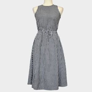LOFT Women's Gingham Crossover Back Midi Dress Size XXSP